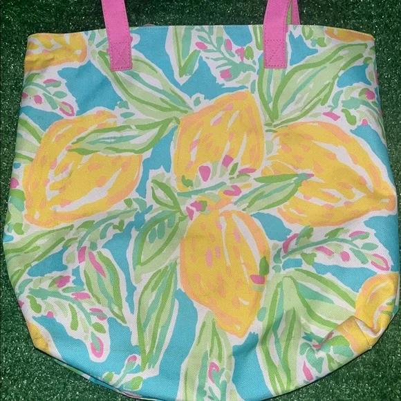 Lilly Pulitzer Tote Womens Large Lemon Print Summer Beach Preppy Coastal Boho - Picture 3 of 4